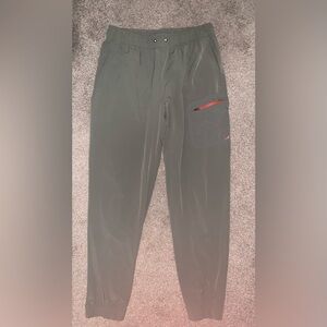 Unipro Women's Olive Cargo Pants with Red Accent